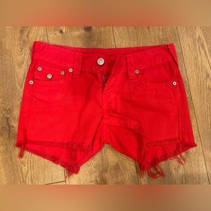 Red Hudson Jean Shorts. One once. Good condition.
